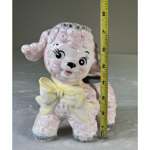 VTG Relpo Samson Import Co Spaghetti Ceramic Pink Lamb Planter 1961 #431A Japan - Picture 8 of 13